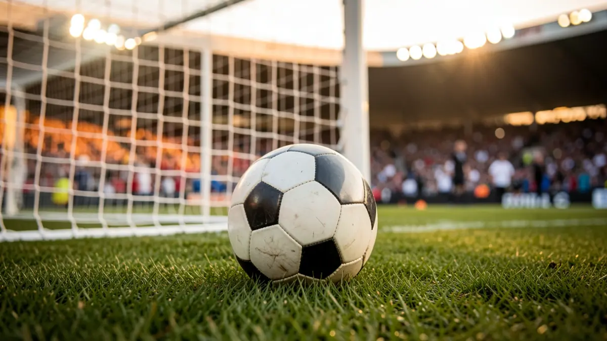 Generic image of a soccer ball on grass.