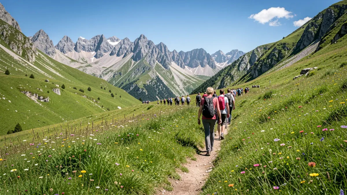 Imagen genérica de un sendero de montaña en los Pirineos en un día soleado.