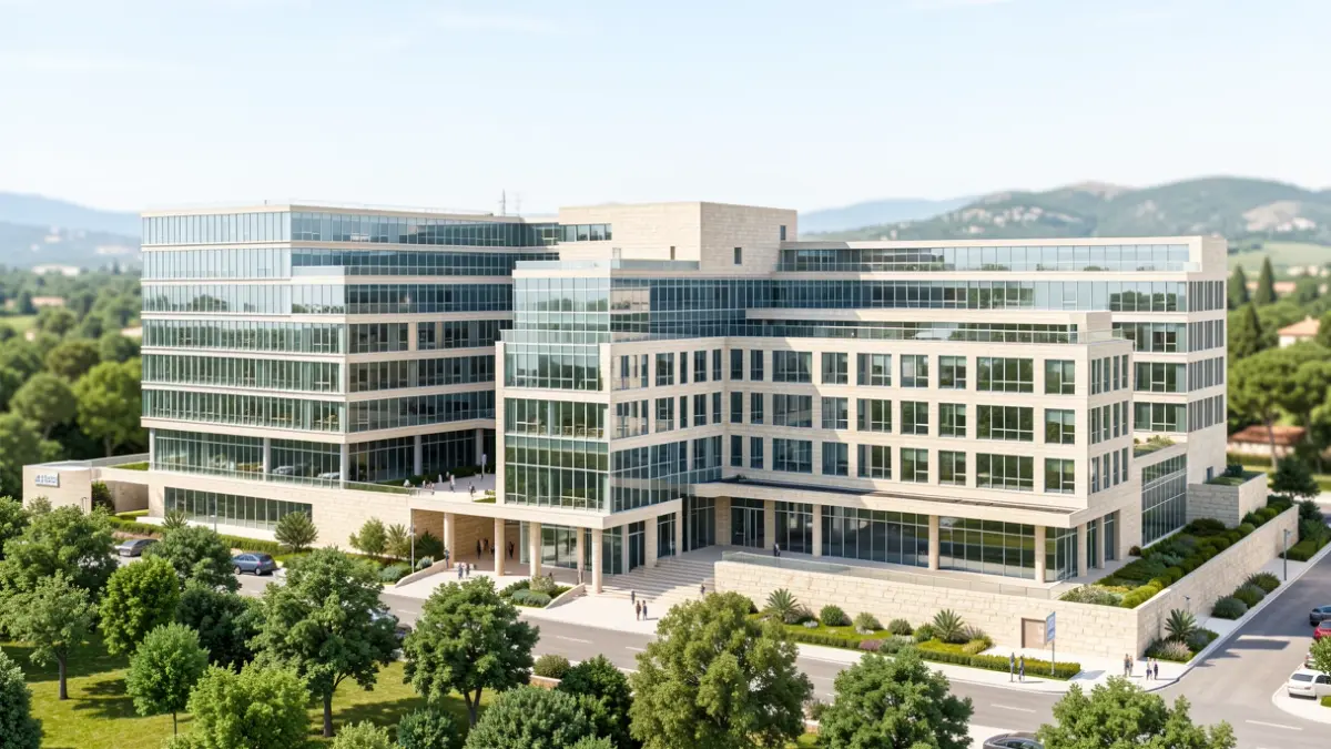 Architectural rendering of the future Health Campus in Girona.