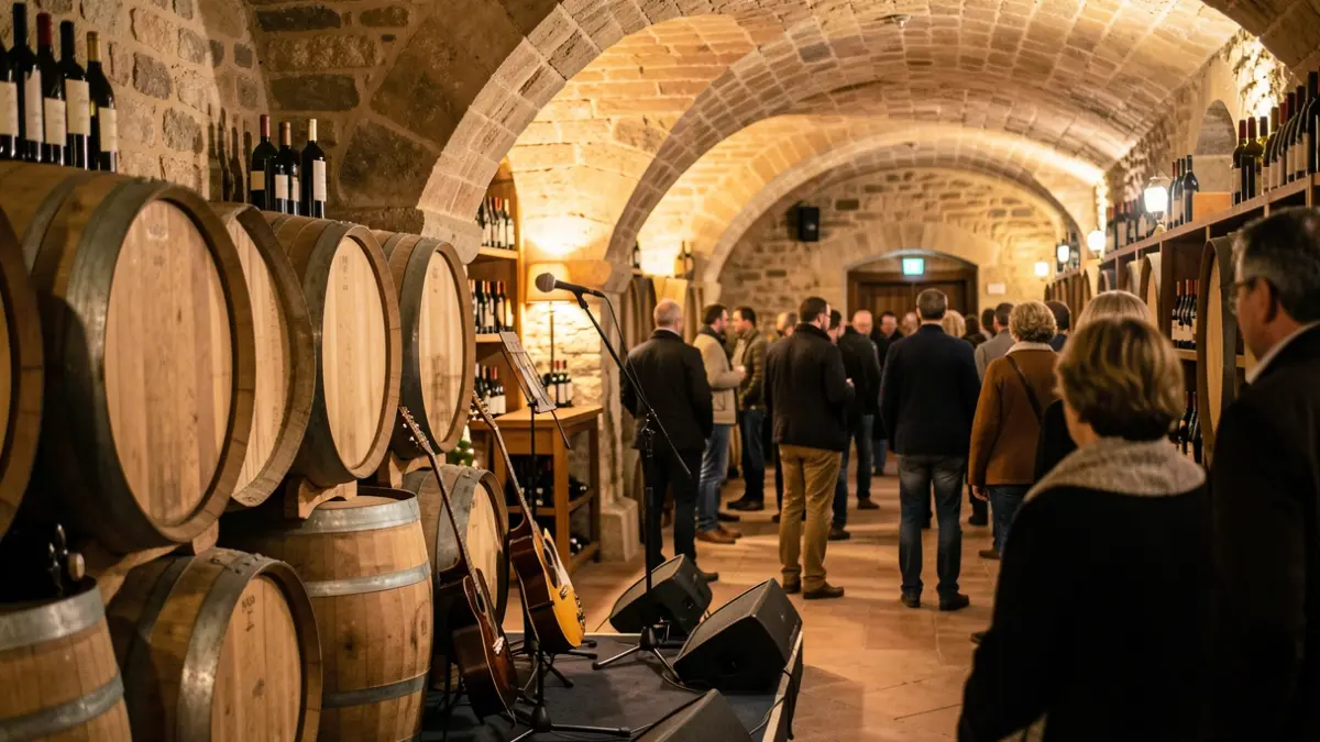 Generic image of a Catalan winery with a stage for concerts.