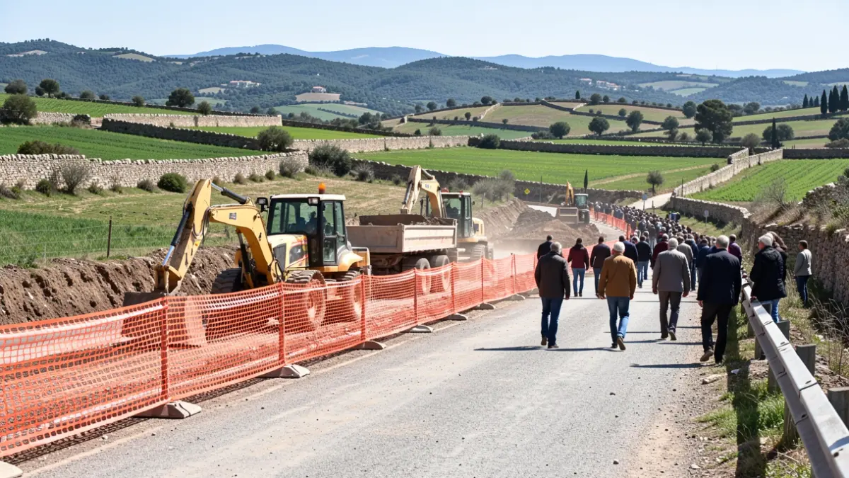 Imagen genérica de obras en una carretera rural.