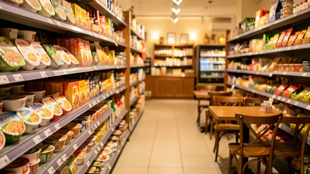 Imatge genèrica d'un espai de restauració dins d'un supermercat.