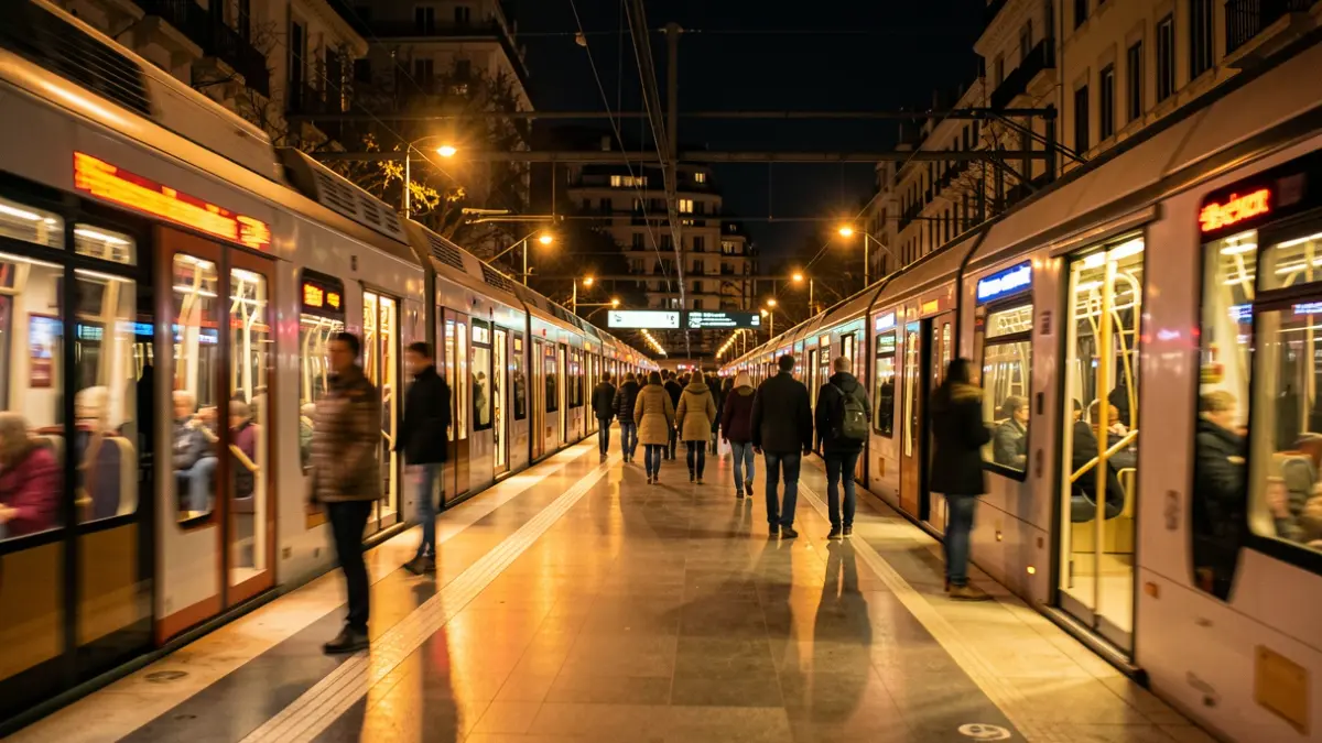 Imatge genèrica del metro de Barcelona funcionant durant la nit.
