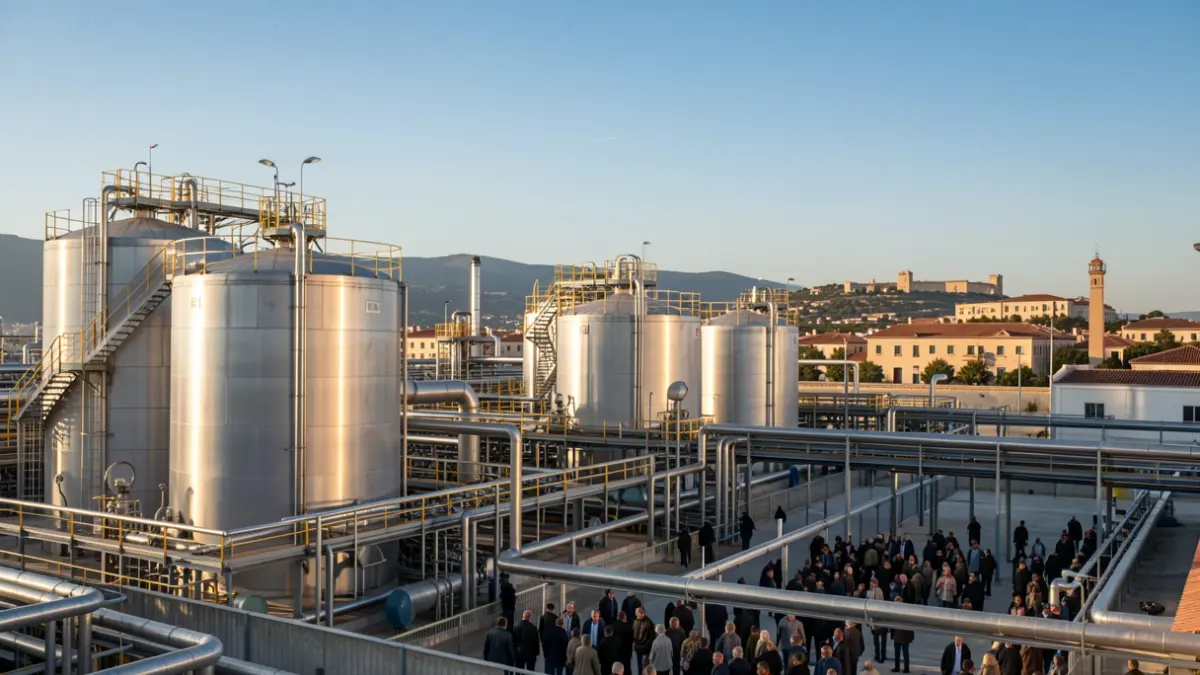 Imagen genérica del polígono petroquímico de Tarragona con tanques y tuberías.