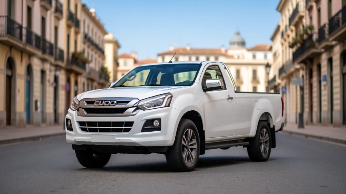 Imagen genérica del papamóvil Isuzu D-Max circulando por Barcelona.