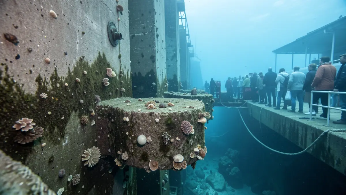Estructures submarines instal·lades al Port de Barcelona per afavorir la vida marina.