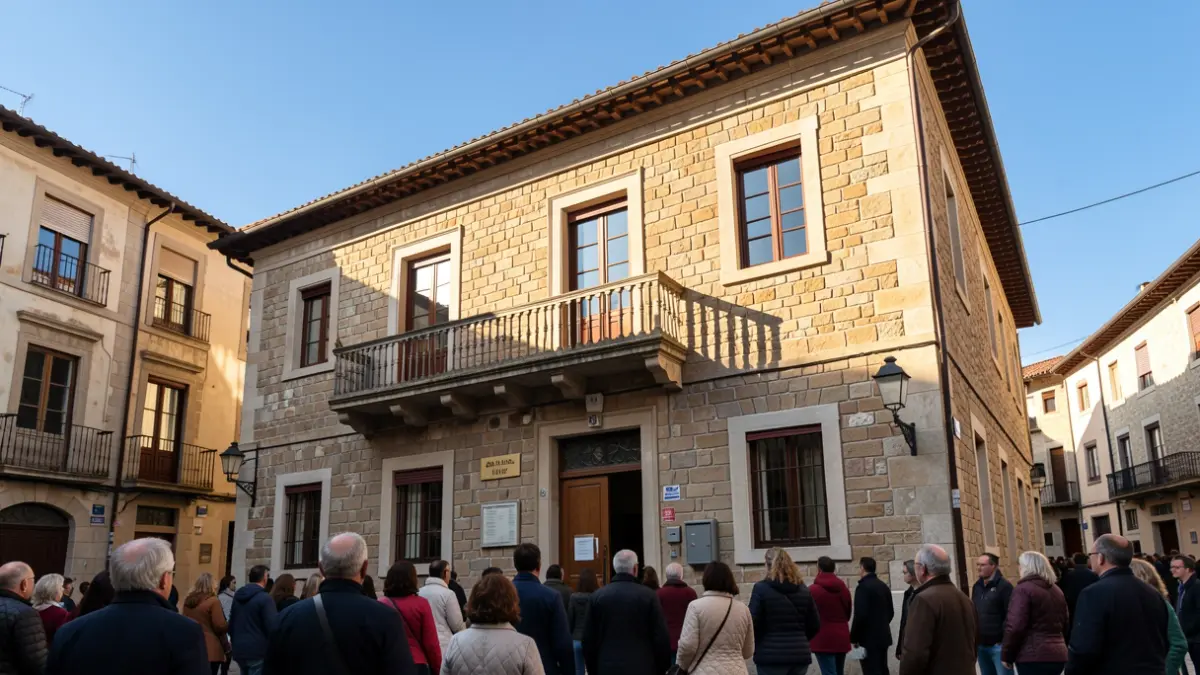 Imagen genérica de un edificio municipal catalán con luz cálida.