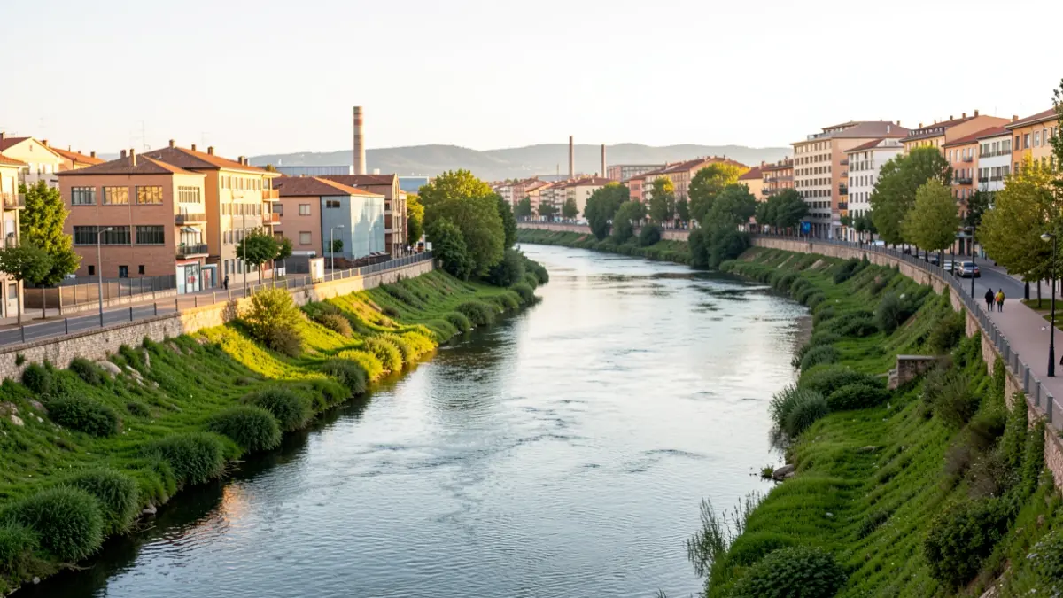 Imatge genèrica del riu Ripoll a Sabadell, amb zones verdes i edificis.
