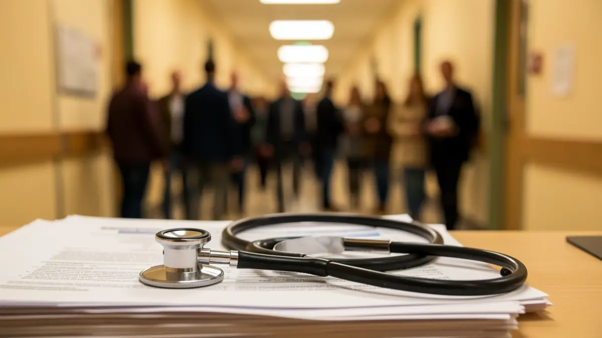 Imatge genèrica d'un estetoscopi sobre papers en un entorn hospitalari.