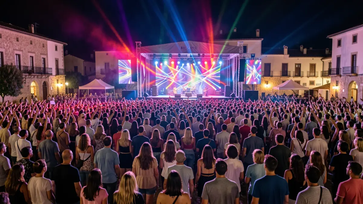 Imagen genérica de un festival de música en Cataluña con luces de escenario y público.