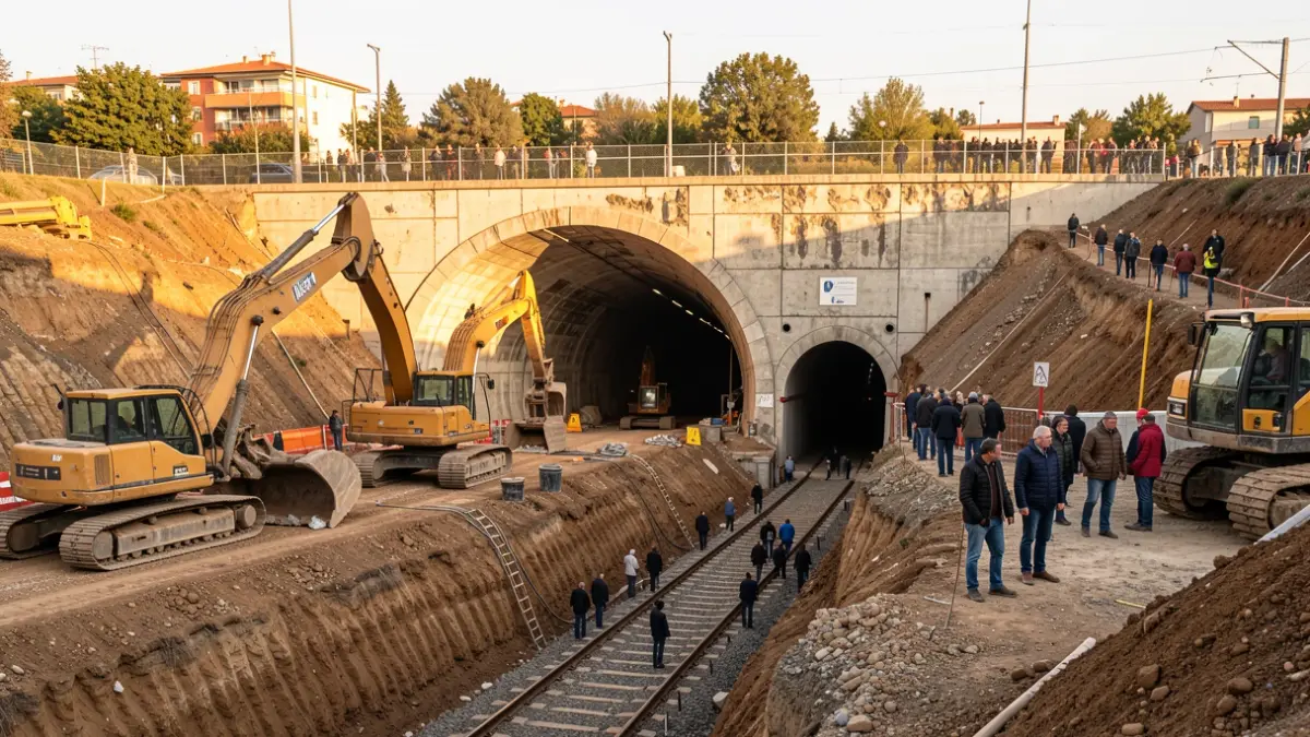 Construction work for the underground train in Sant Feliu de Llobregat.