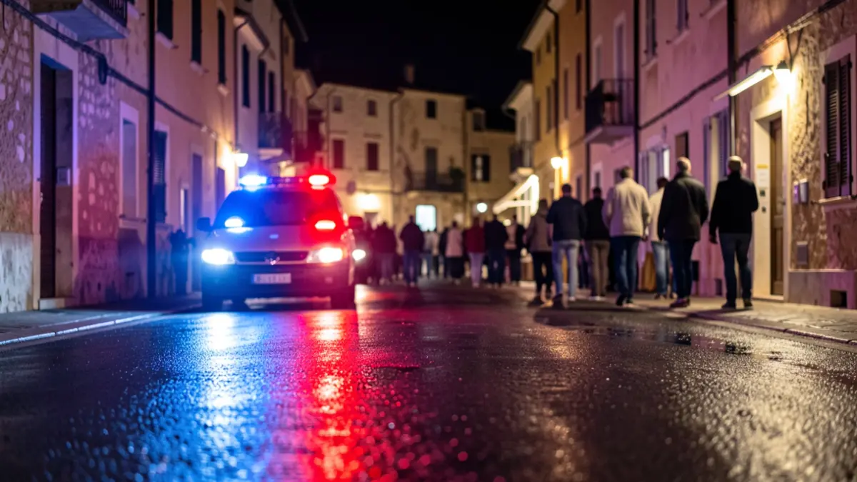 Generic image of police emergency lights reflecting on wet asphalt.
