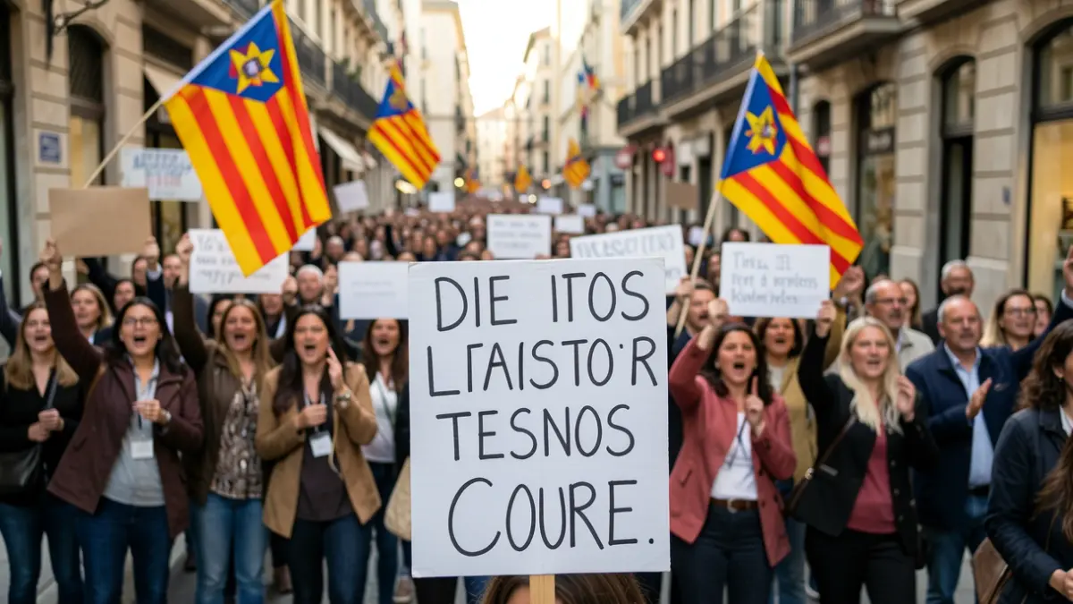 Generic image of teachers protesting in Barcelona.