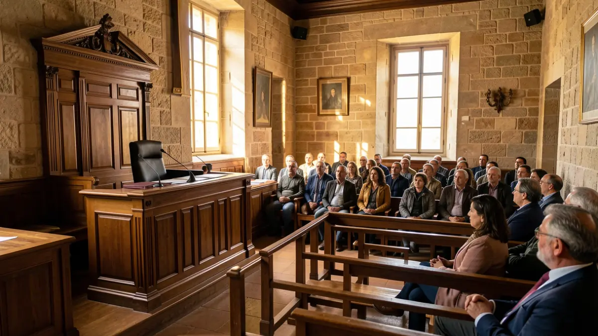 Imagen genérica de un interior de tribunal con la silla del juez vacía.