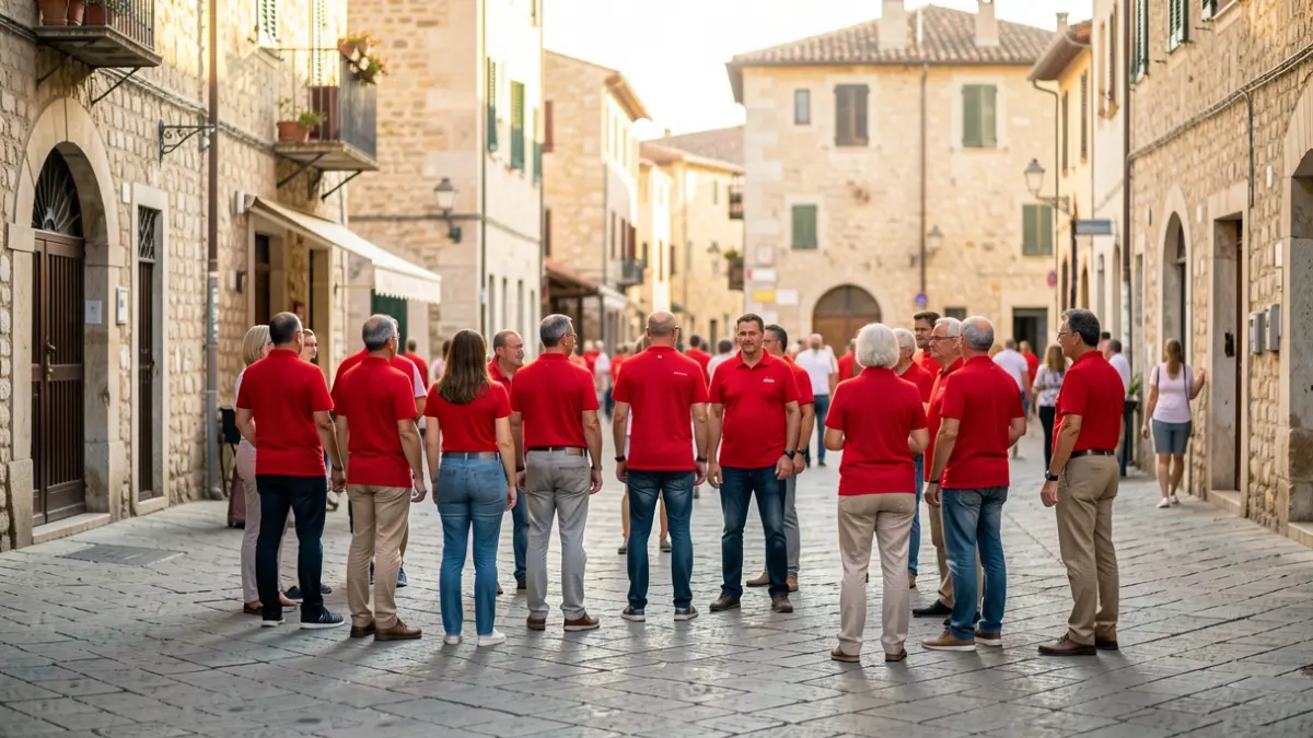 Members of the casteller group recreating a historic image in El Vendrell.