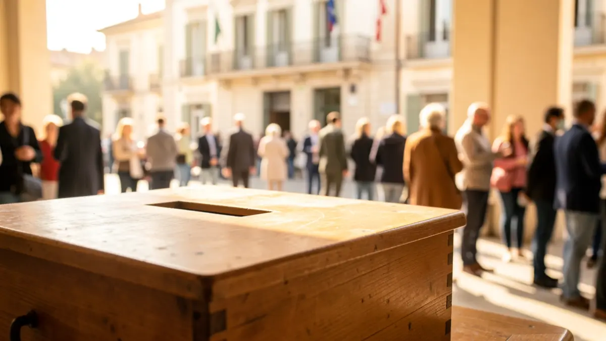 Imatge d'una urna electoral en un entorn institucional.