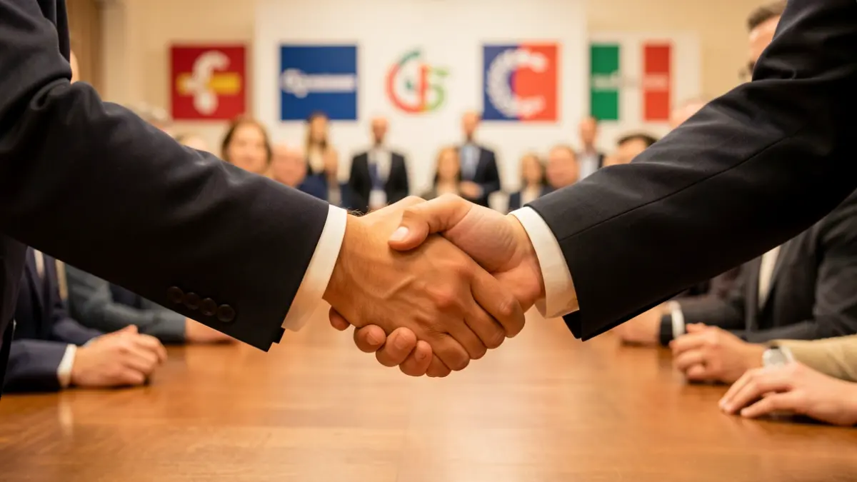 Imagen genérica de dos personas dándose la mano en un acuerdo político.