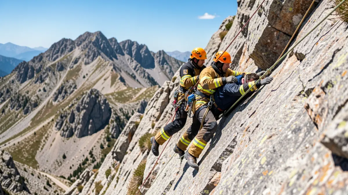 Rescat d'un escalador al Pedraforca per part dels Bombers de la Generalitat.