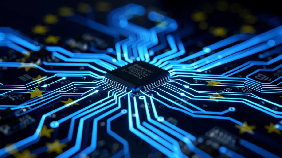 Imagen genérica de circuitos digitales iluminados, simbolizando la inteligencia artificial.