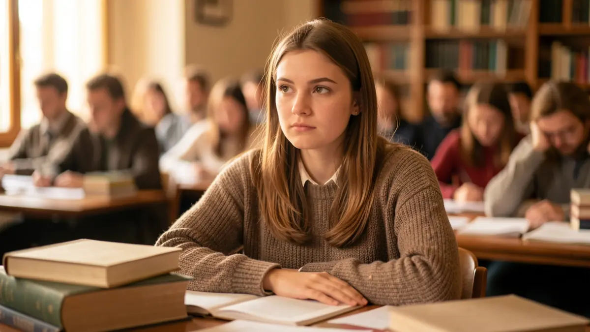 Jove estudiant concentrada estudiant a casa seva.