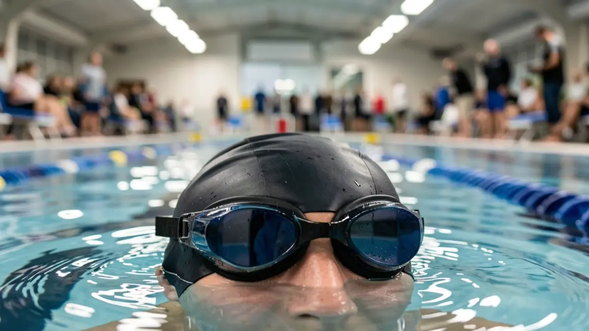 Imatge genèrica d'equipament de natació a prop d'una piscina.