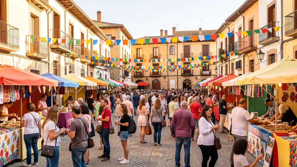 Imatge genèrica d'una festa major a Catalunya amb gent i decoracions.