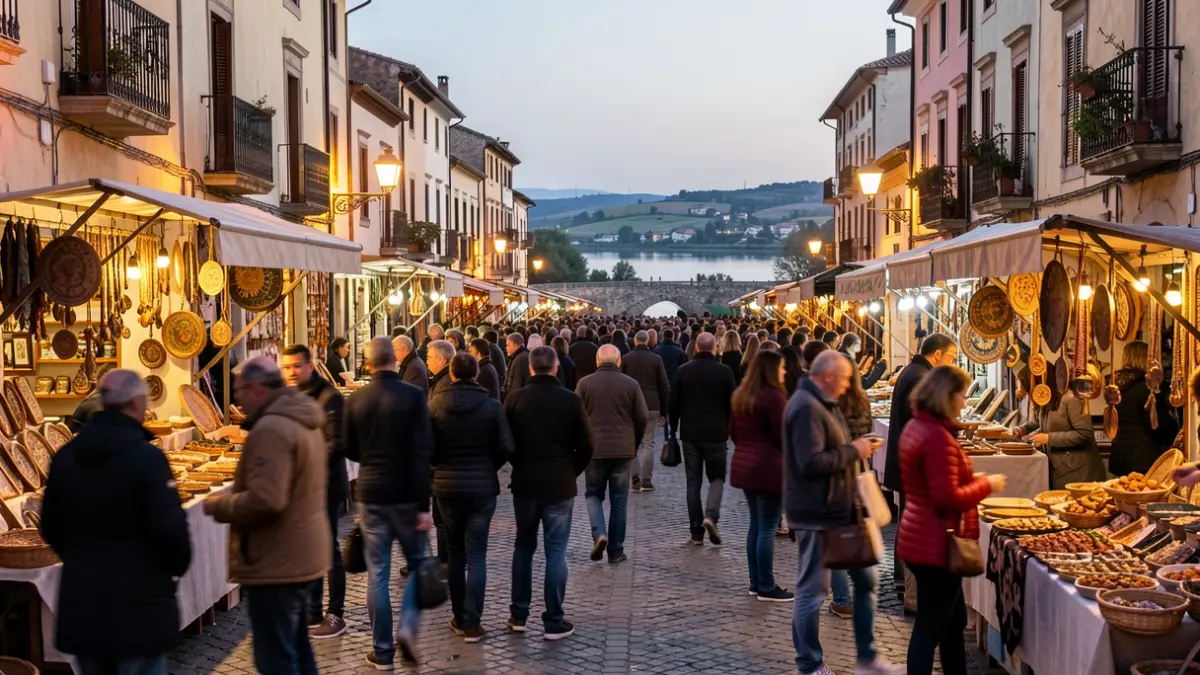 Imatge genèrica d'un mercat nocturn al carrer en una plaça mediterrània.