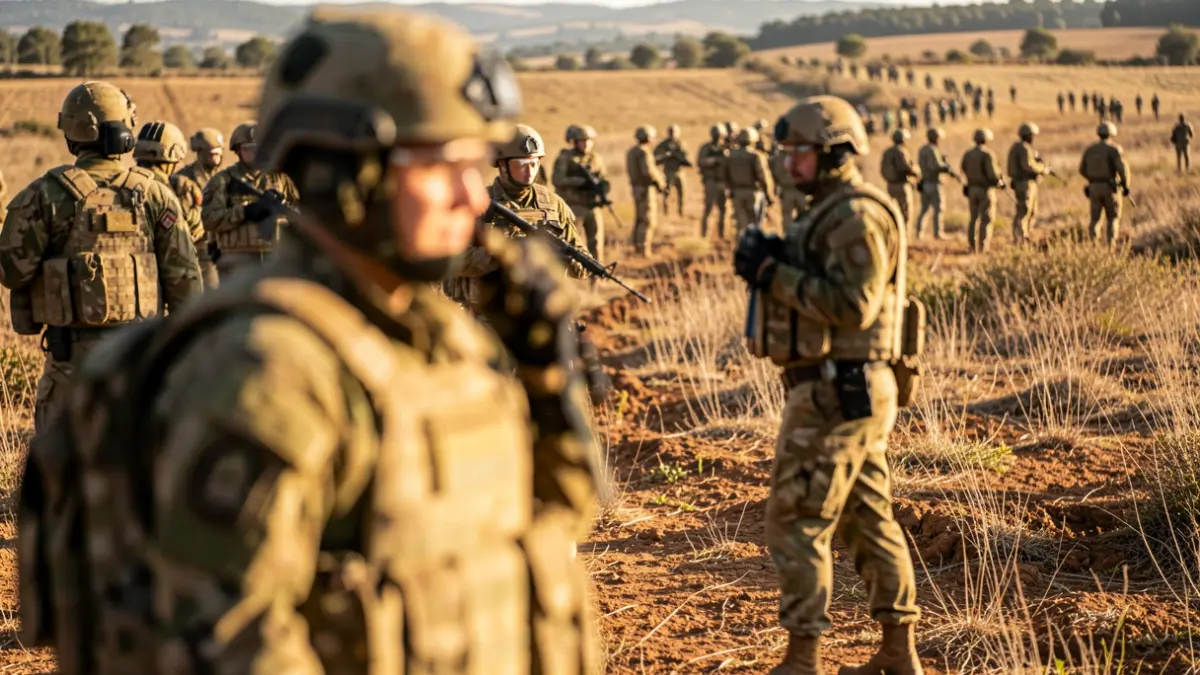 Generic image of a military exercise in a rural Catalan setting.