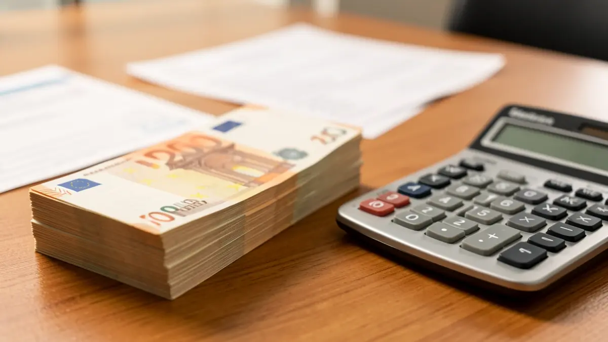 Generic image of money and calculator on a desk.