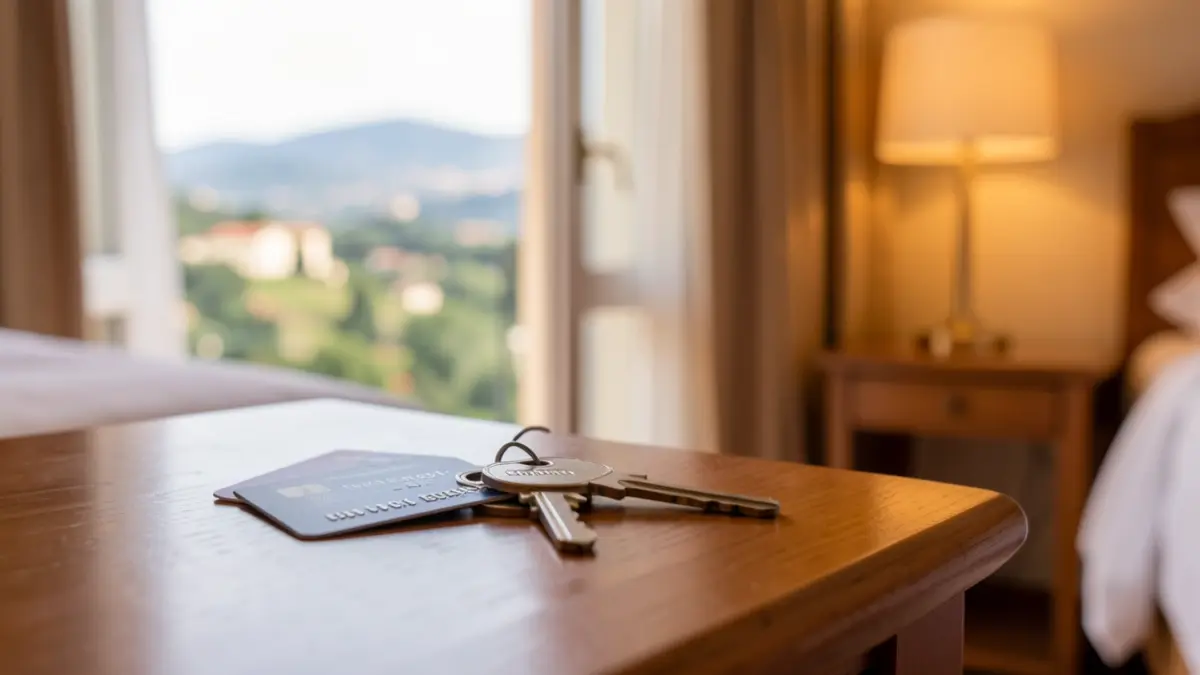 Imatge genèrica d'una targeta d'accés a hotel amb una finestra al fons.