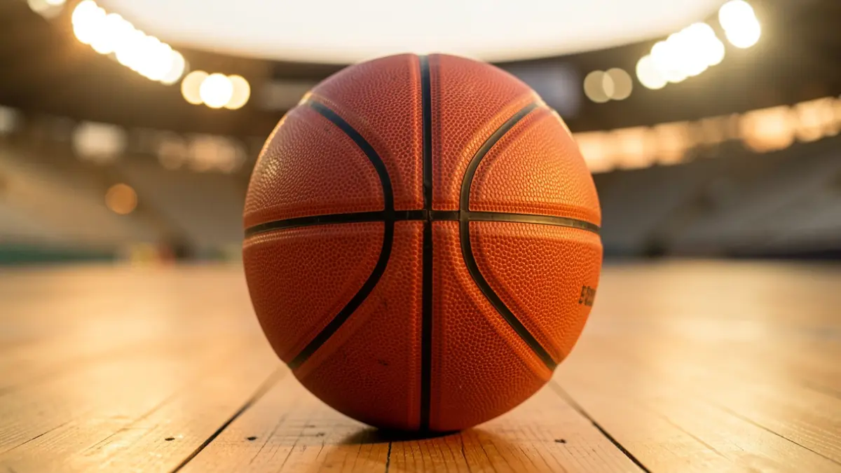 Generic image of a basketball on a court.