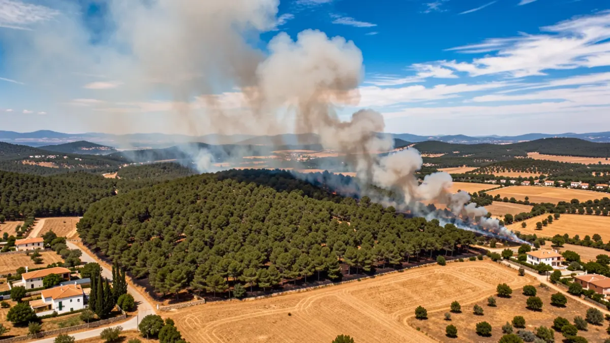Imagen genérica de un incendio forestal cerca de una zona habitada.