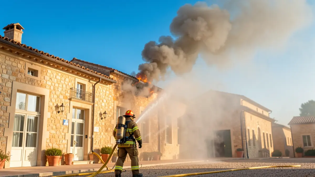 Generic image of a fire at a research building.