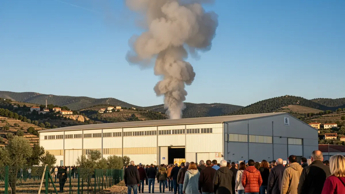 Imatge genèrica de fum d'un incendi en una nau industrial.