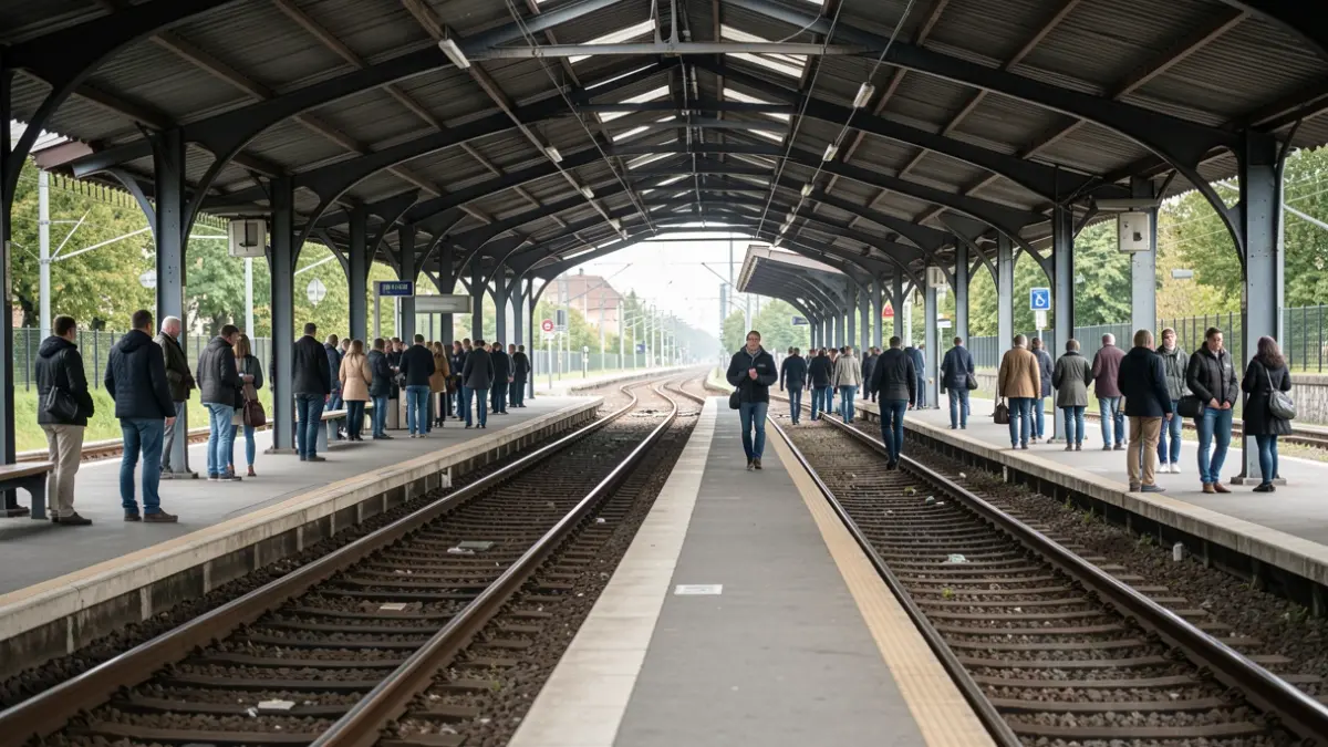 Imatge genèrica d'una andana de tren buida amb vies.
