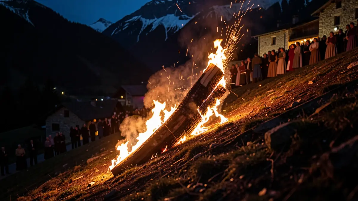 Imagen genérica de una fiesta de fuego tradicional en el Pirineo.