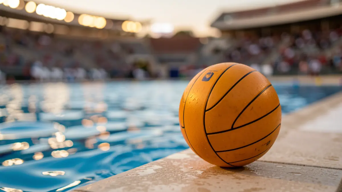 Imatge genèrica d'una pilota de waterpolo a la vora d'una piscina.