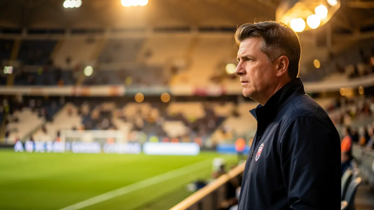 Imatge genèrica d'un entrenador de futbol a la banda d'un estadi.