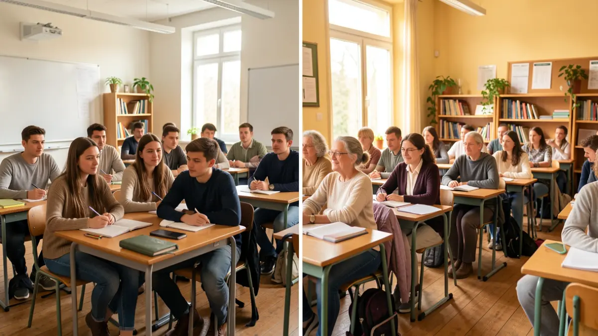 Imatge genèrica que compara la formació universitària de joves i adults.