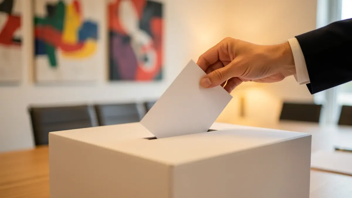 Imagen genérica de una urna de votación con una mano introduciendo un voto.