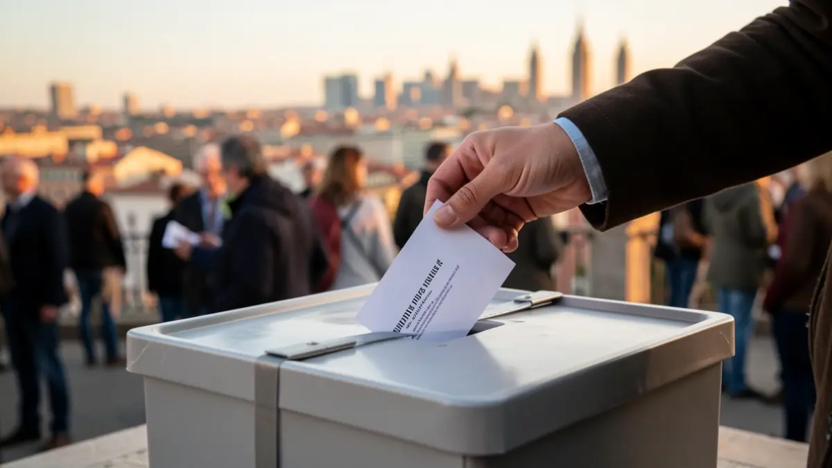 Imatge genèrica d'una urna de votació amb una mà introduint un vot.