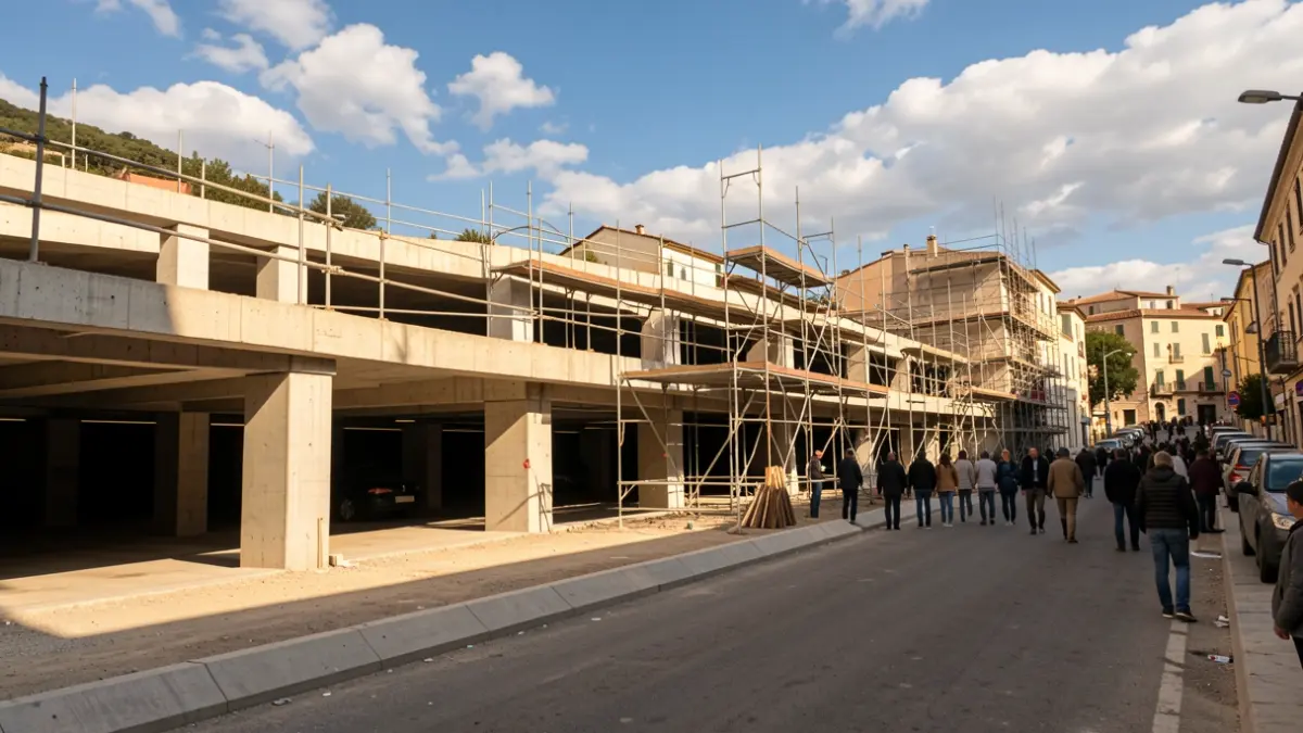 Obras del segundo aparcamiento en los terrenos antiguos de Renfe en Tortosa.