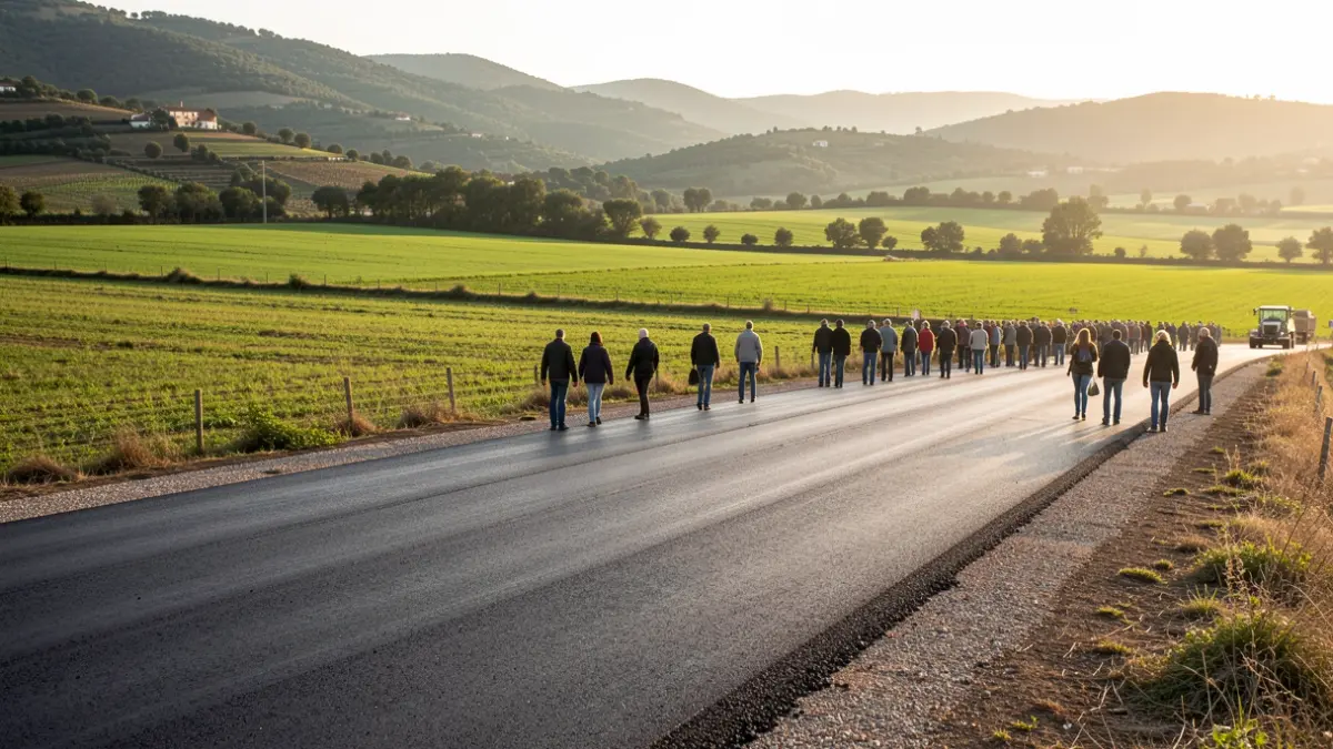 Imagen genérica de obras de pavimentación de un camino rural en Cataluña.
