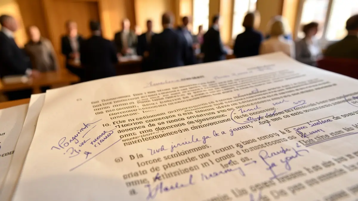 Imagen genérica de un documento legislativo con anotaciones.
