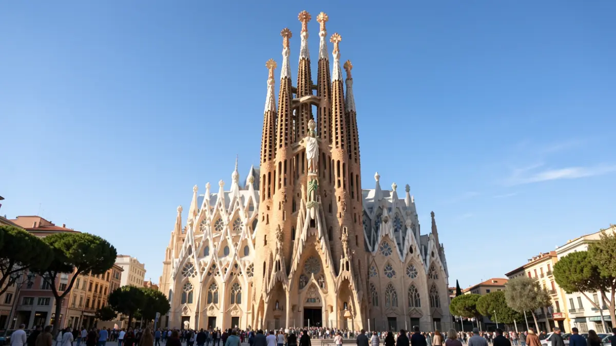 The Sagrada Familia basilica with the blessed Jesus Christ tower.