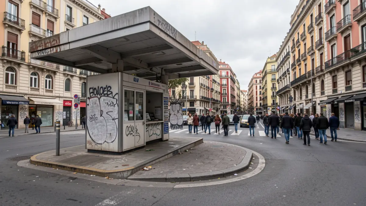 Imagen genérica de una gasolinera abandonada y con grafitis en Barcelona.