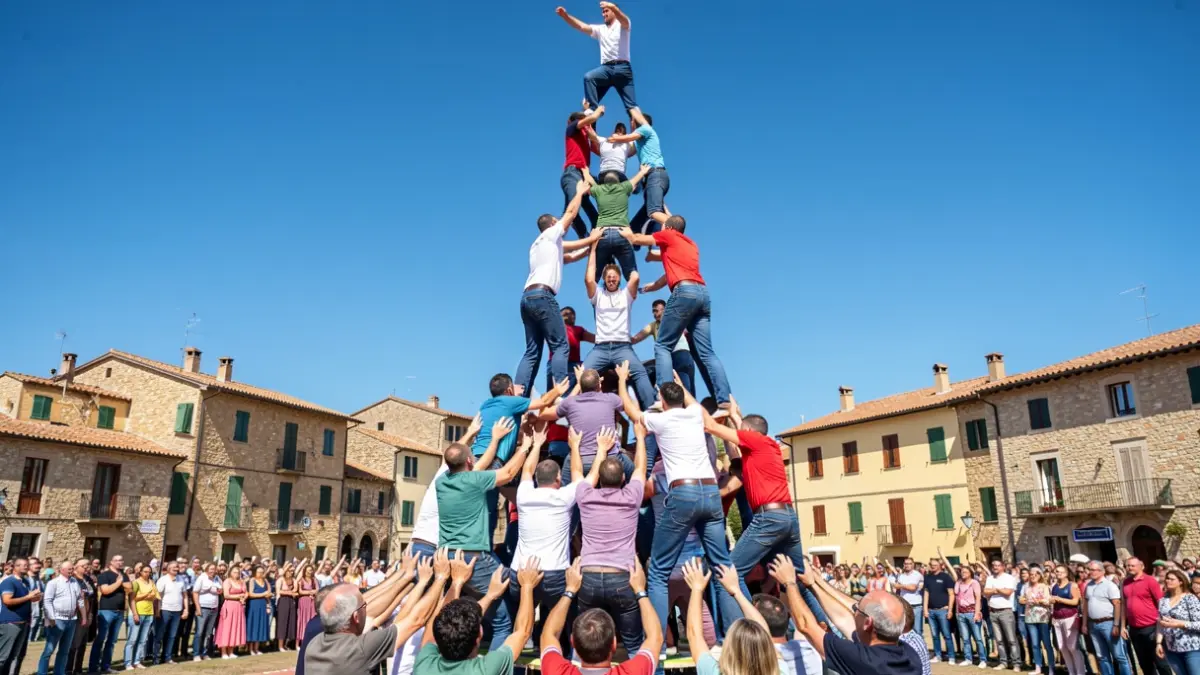 Imatge genèrica d'una torre humana de castells.