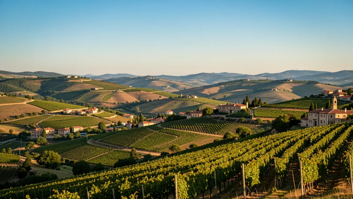 Generic image of the Conca de Barberà landscape with vineyards and villages.