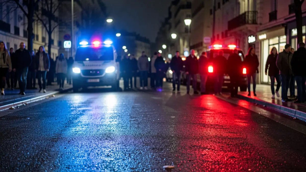 Generic image of police emergency lights reflecting on wet asphalt at night.