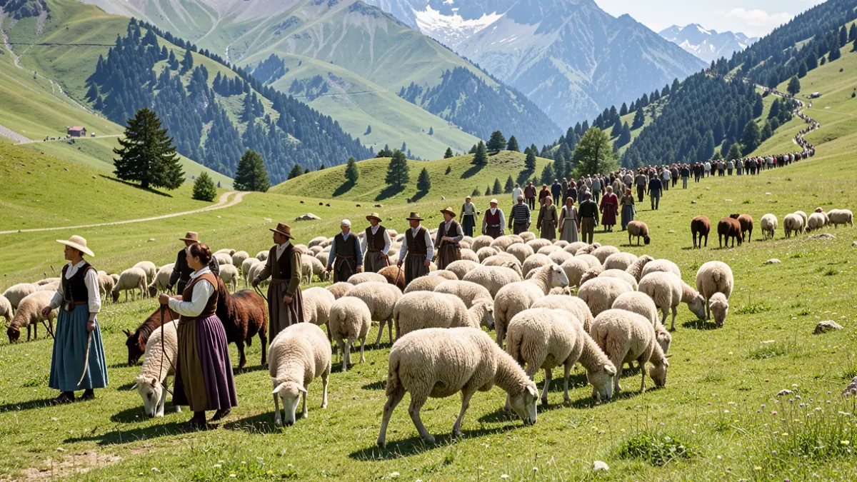 Imatge genèrica de transhumància de bestiar a muntanya.